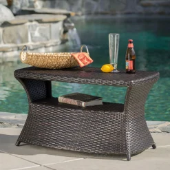 Walker Edison | Wicker Outdoor Patio Coffee Table