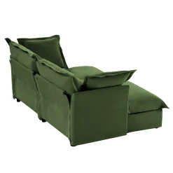 Walker Edison | Wide Deep Seat Slipcovered Loveseat Sofa with 2 Ottomans