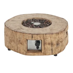 Walker Edison | Wood Pattern Outdoor Patio MGO Propane Fire Pit