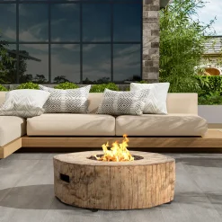 Walker Edison | Wood Pattern Outdoor Patio MGO Propane Fire Pit