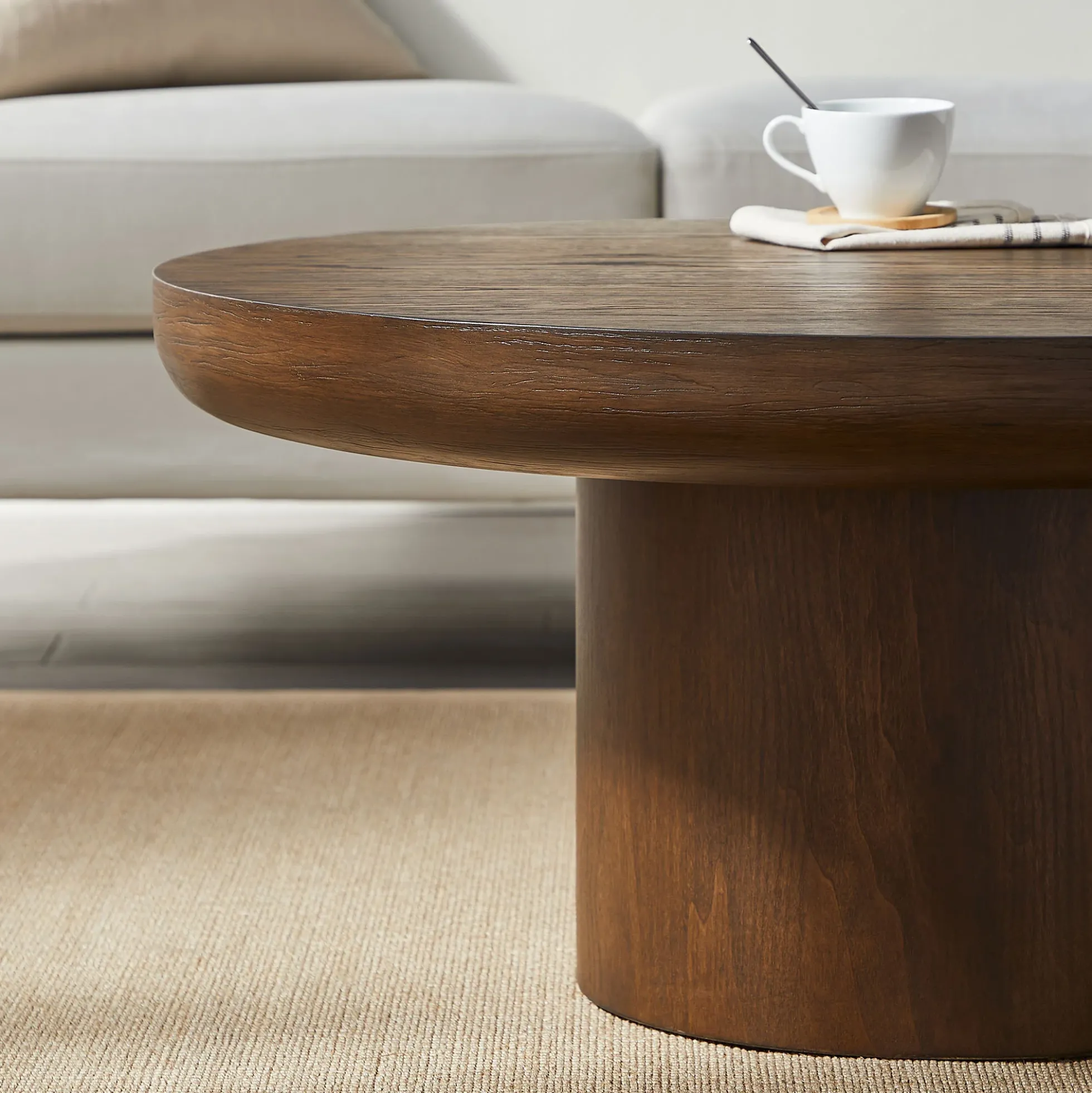 Walker Edison | Wood Veneer Round Coffee Table