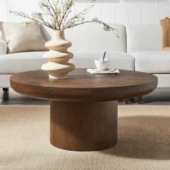 Walker Edison | Wood Veneer Round Coffee Table