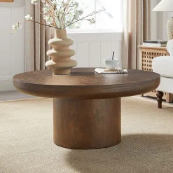 Walker Edison | Wood Veneer Round Coffee Table