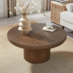 Walker Edison | Wood Veneer Round Coffee Table