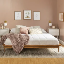 Walker Edison Spindle King Mid-Century Solid Wood Platform Bed