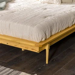 Walker Edison Spindle King Mid-Century Solid Wood Platform Bed