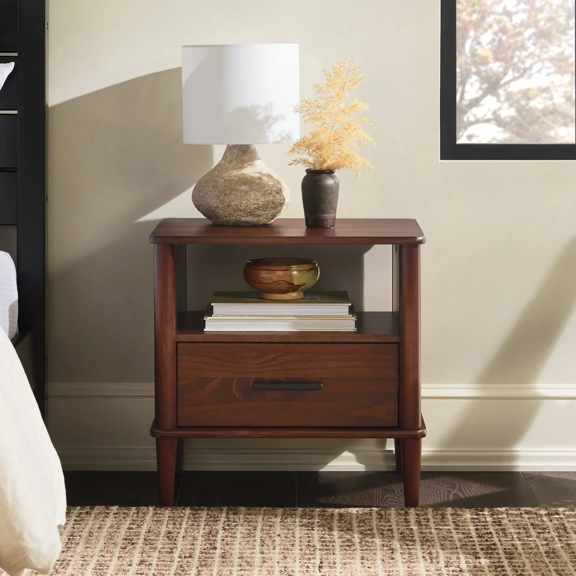Walker Edison Spindle Transitional 1-Drawer Nightstand