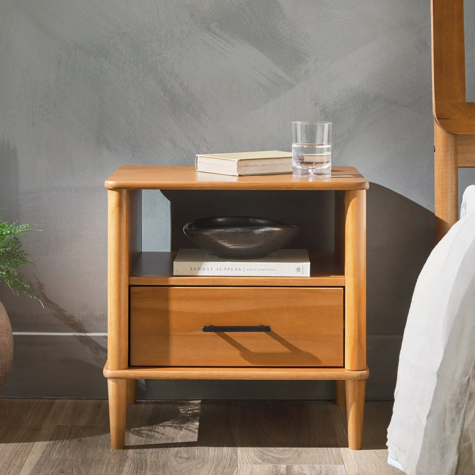 Walker Edison Spindle Transitional 1-Drawer Nightstand