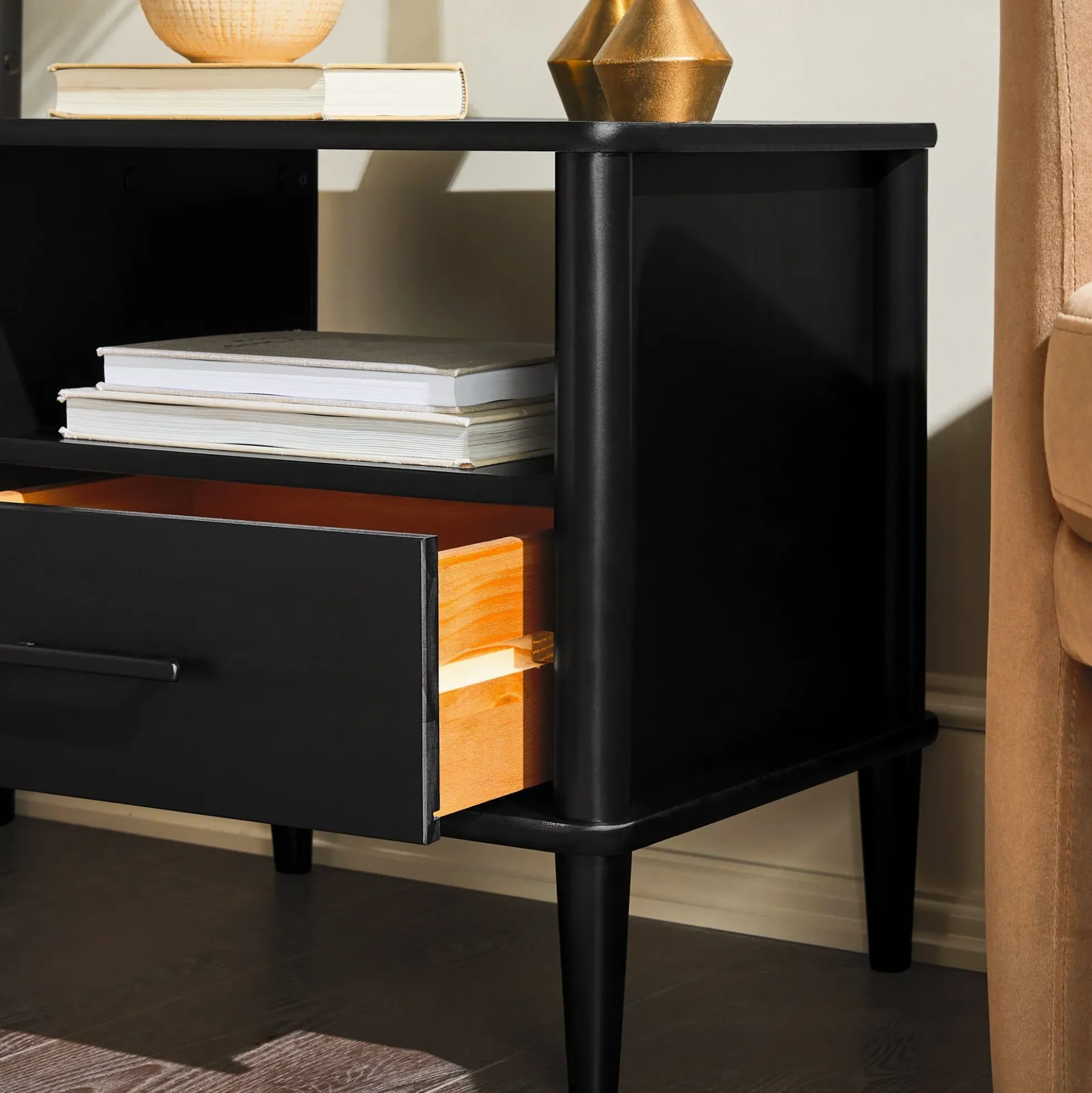 Walker Edison Spindle Transitional 1-Drawer Nightstand