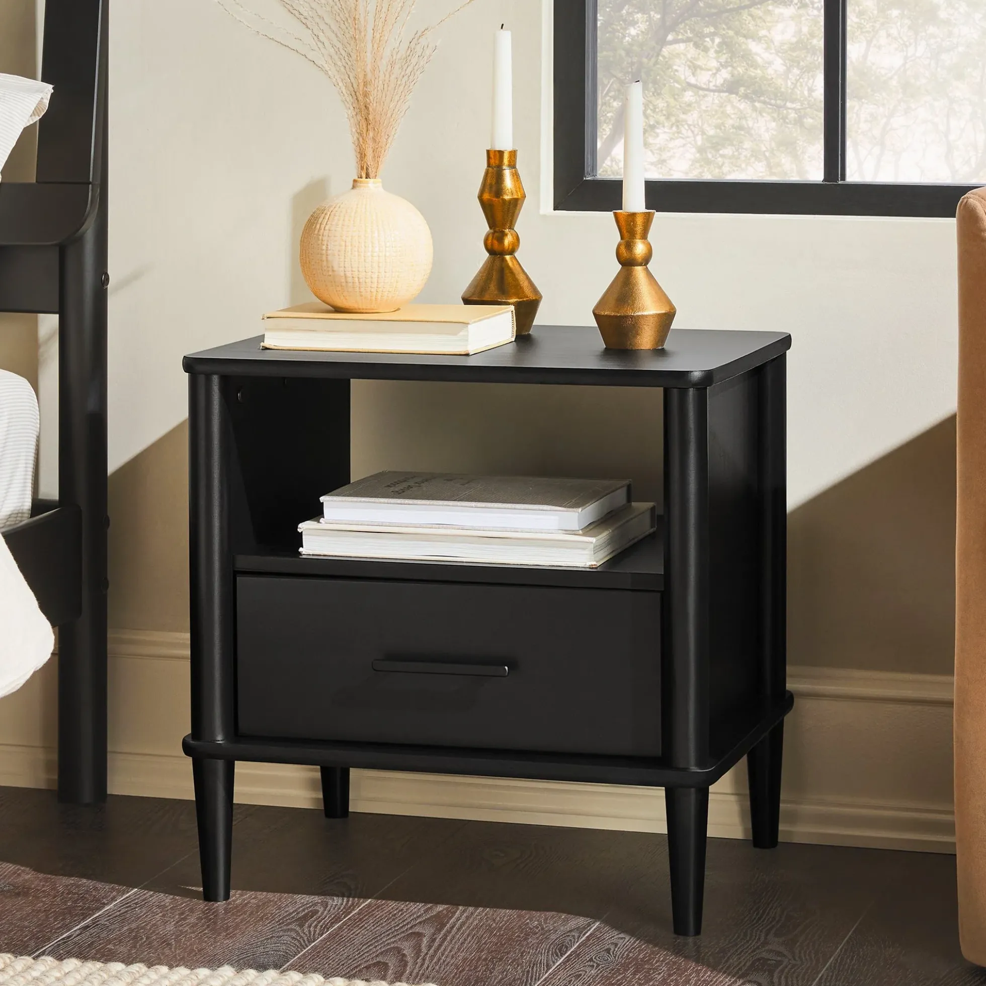 Walker Edison Spindle Transitional 1-Drawer Nightstand