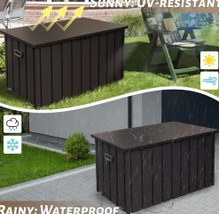 Waterproof Steel Outdoor Box 190 Gallon Metal Deck Storage Box