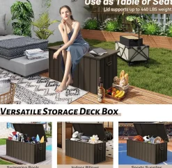 Waterproof Steel Outdoor Box 190 Gallon Metal Deck Storage Box