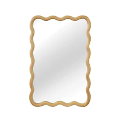 Wavy Rectangle Solid Wood Frame Decorative Mirror