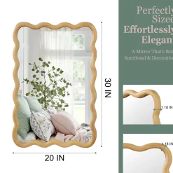 Wavy Rectangle Solid Wood Frame Decorative Mirror