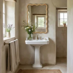 Wavy Rectangle Solid Wood Frame Decorative Mirror