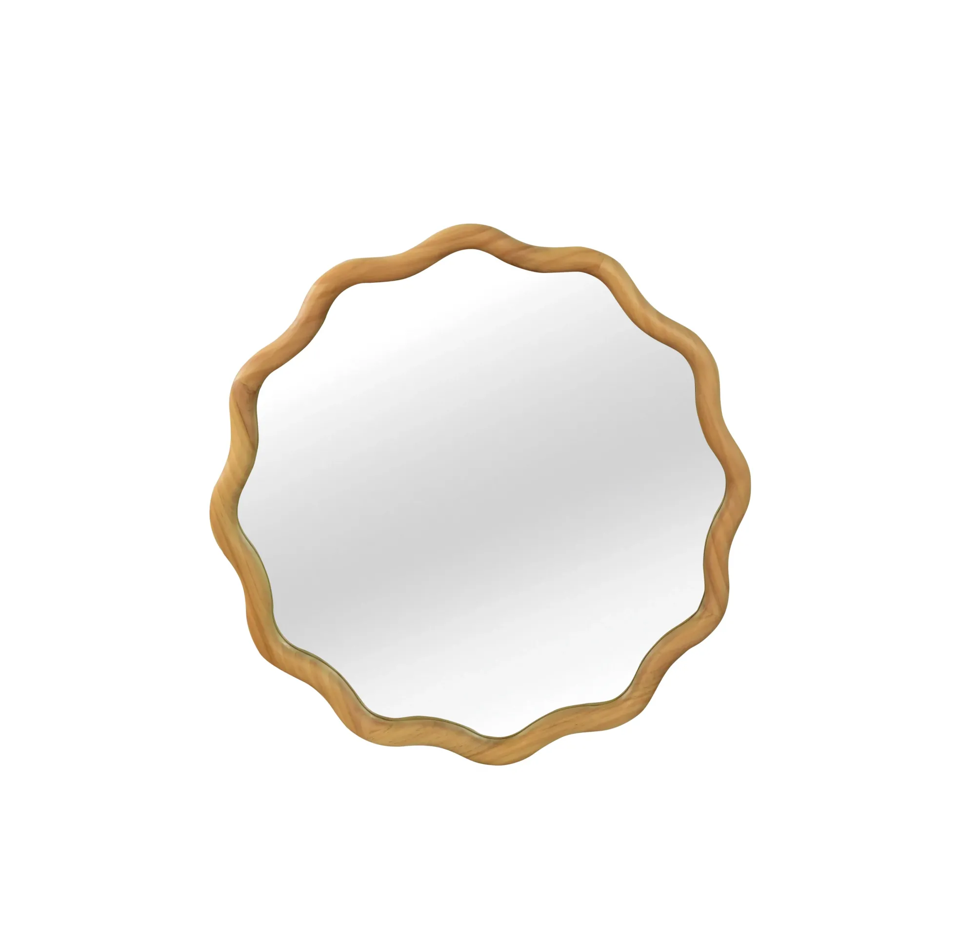 Wavy Round 24" Solid Wood Frame Decorative Mirror