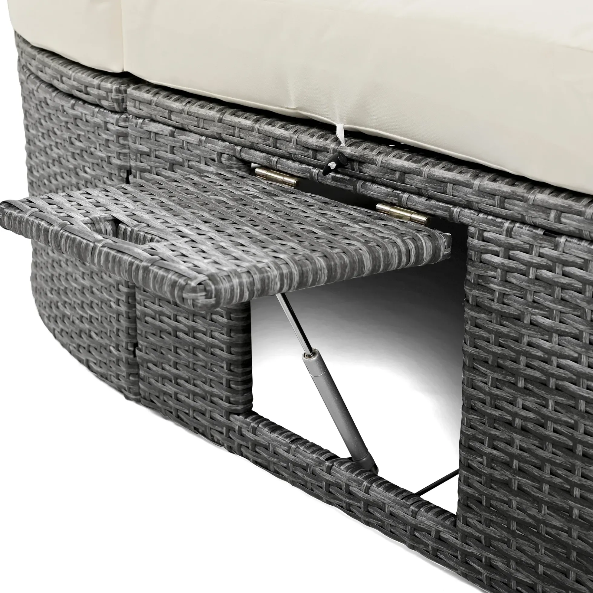 Wicker Outdoor Sun Bed Patio 2-Person Daybed with Cushions and Pillows
