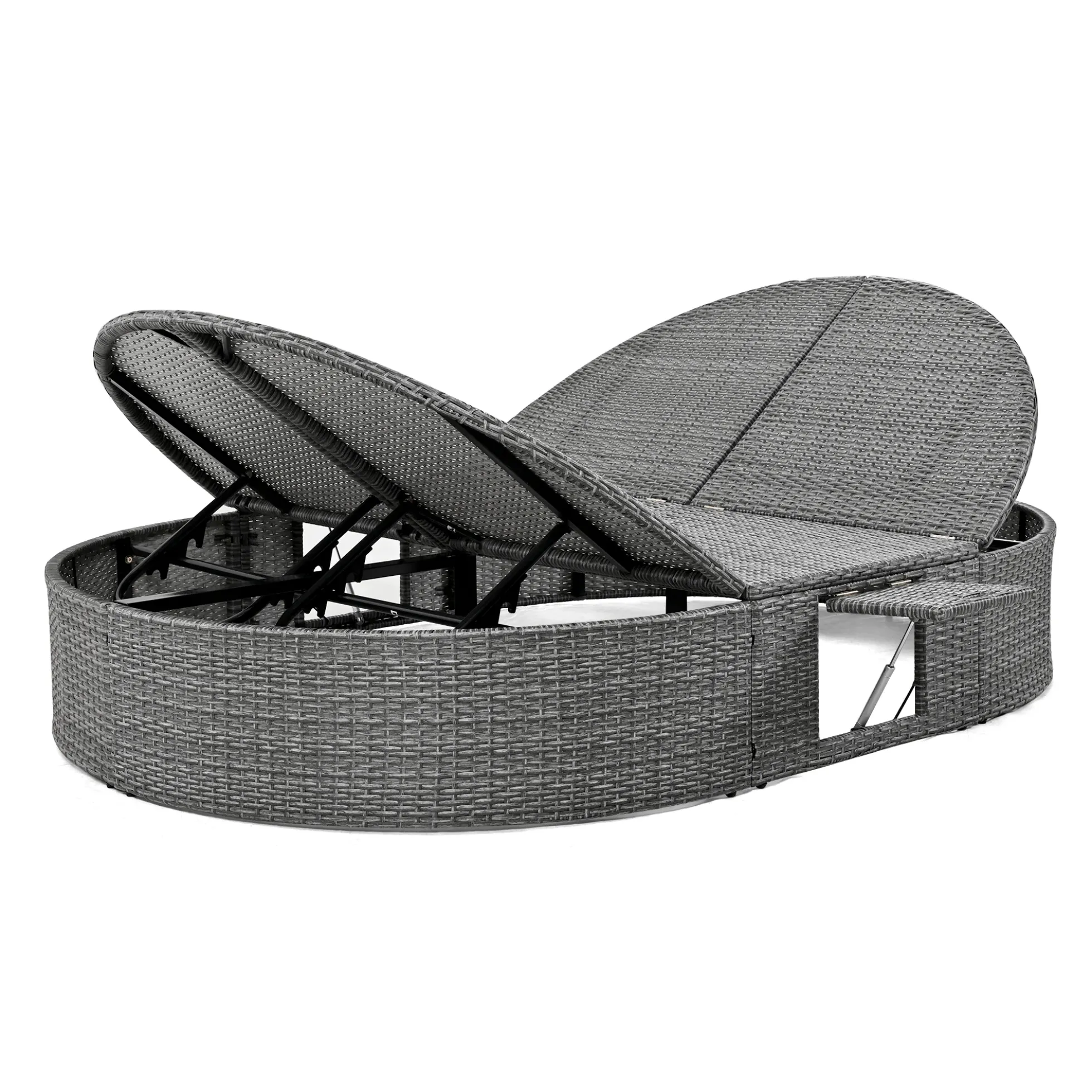 Wicker Outdoor Sun Bed Patio 2-Person Daybed with Cushions and Pillows