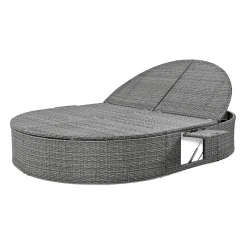 Wicker Outdoor Sun Bed Patio 2-Person Daybed with Cushions and Pillows