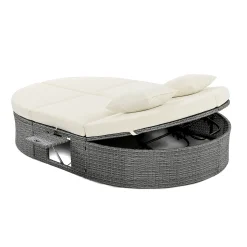 Wicker Outdoor Sun Bed Patio 2-Person Daybed with Cushions and Pillows