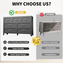 Wide Low-Profile 7-Drawer Dresser
