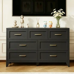 Wide Low-Profile 7-Drawer Dresser