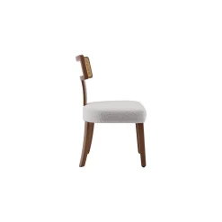 Wood and Rattan Mid Century Modern Dining Chairs Set of 2