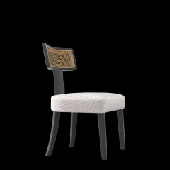 Wood and Rattan Mid Century Modern Dining Chairs Set of 2