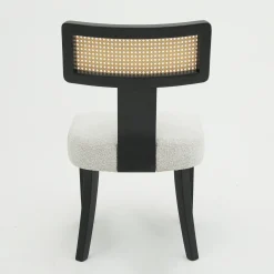 Wood and Rattan Mid Century Modern Dining Chairs Set of 2