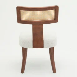 Wood and Rattan Mid Century Modern Dining Chairs Set of 2