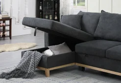 Woven Reversible Sleeper Sectional Sofa with Storage Chaise