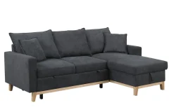 Woven Reversible Sleeper Sectional Sofa with Storage Chaise