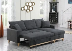 Woven Reversible Sleeper Sectional Sofa with Storage Chaise