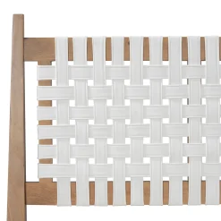 Woven White Leather Headboard Queen Pine Wood Bedframe