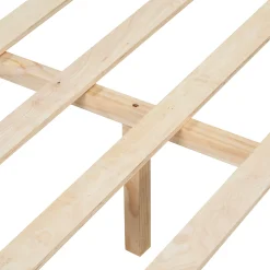 Woven White Leather Headboard Queen Pine Wood Bedframe