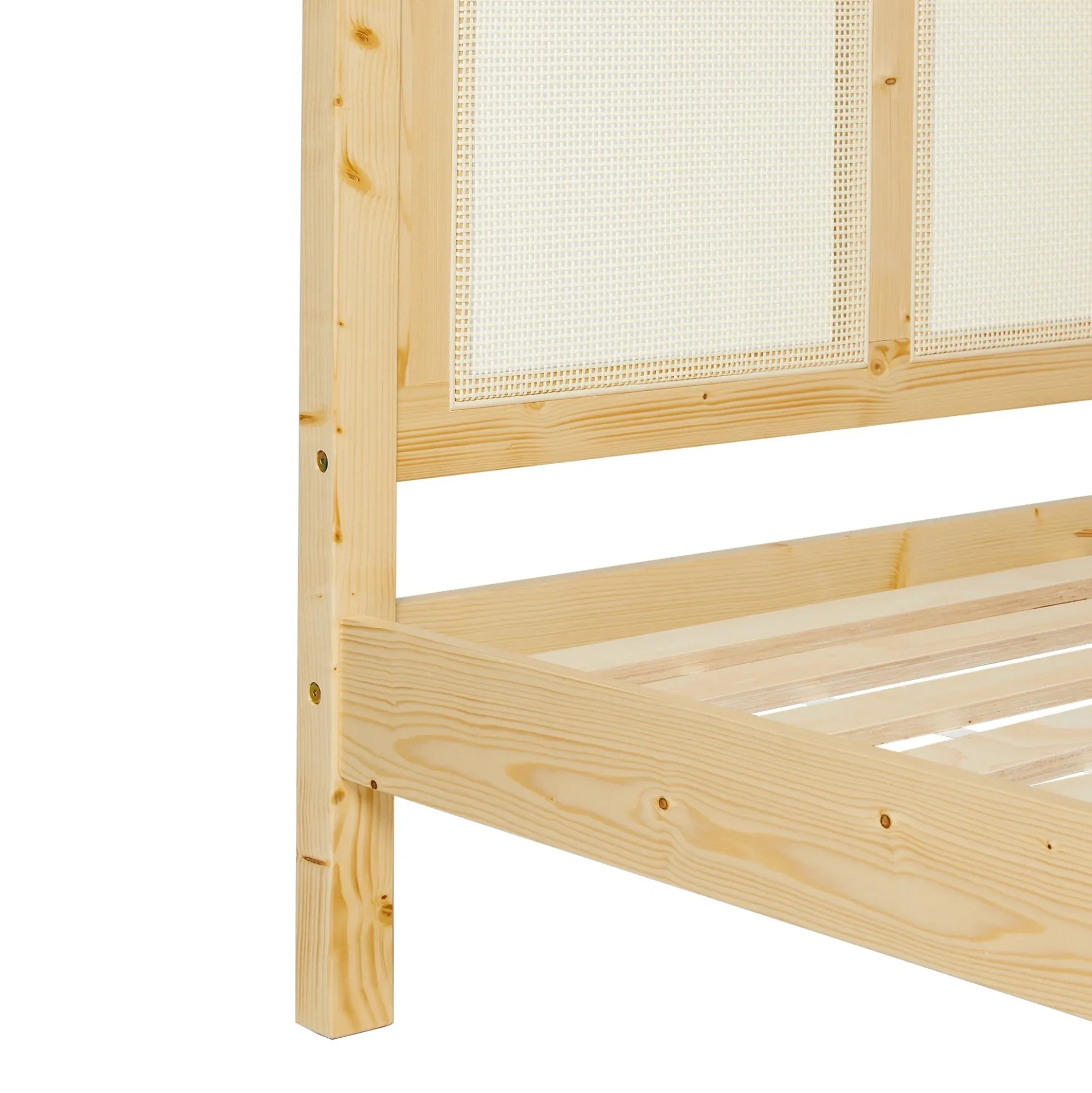 Yasmina Solid Wood Rattan Paneled Platform Bed (Queen or King)