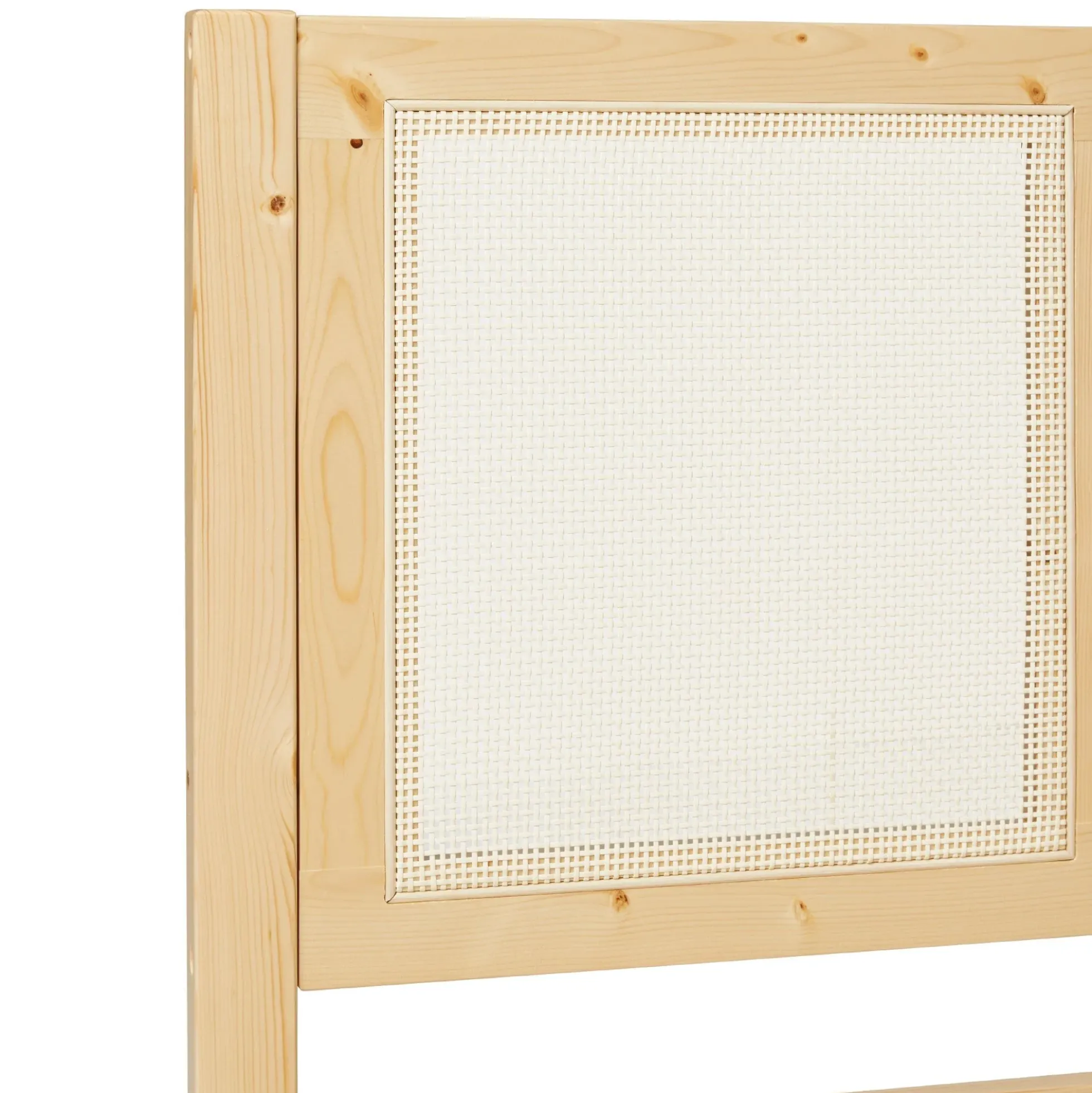 Yasmina Solid Wood Rattan Paneled Platform Bed (Queen or King)