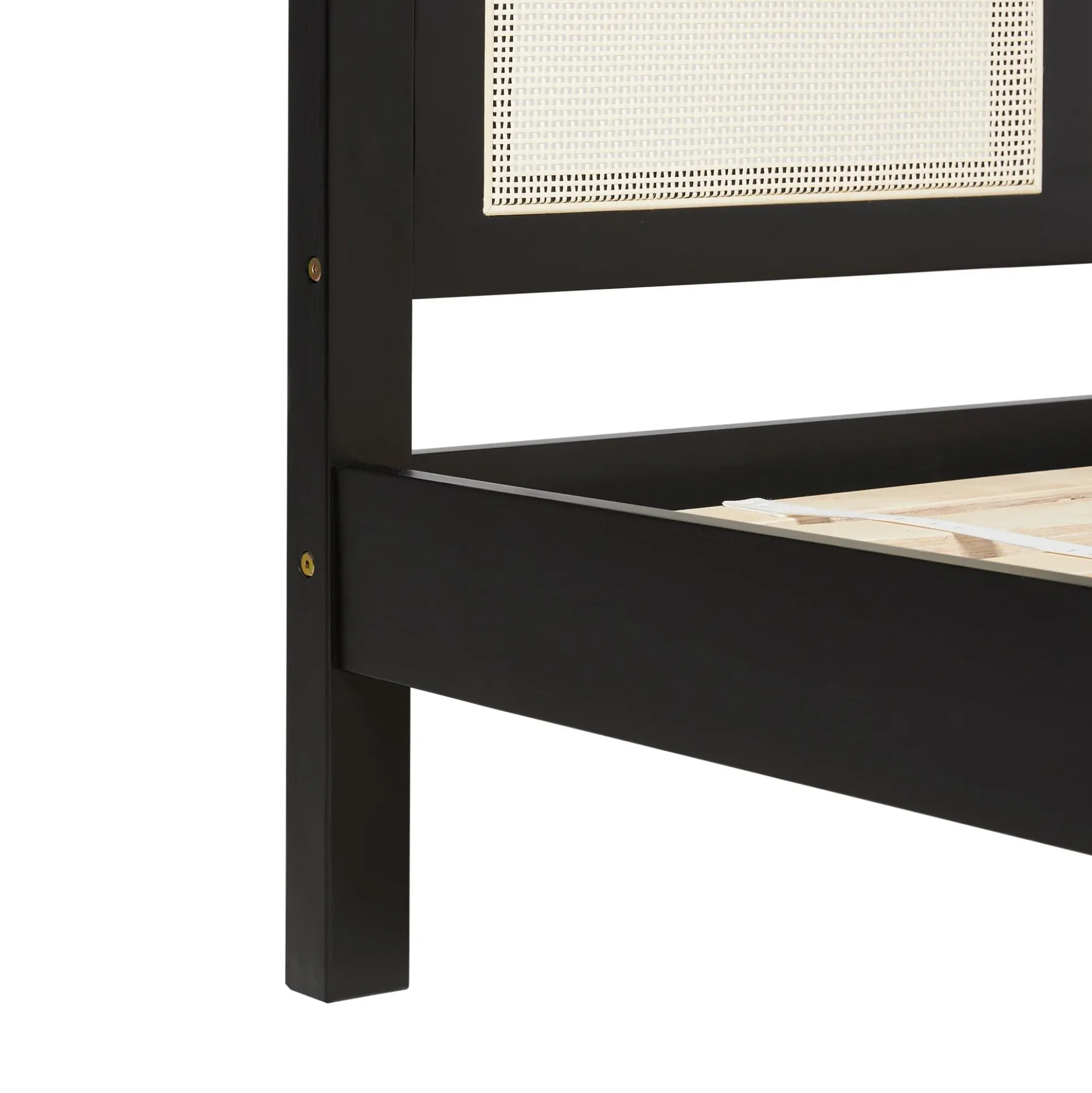 Yasmina Solid Wood Rattan Paneled Platform Bed (Queen or King)