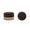 Yolanda 24' Round Upholstered Brown Accent Ottoman Performance Velvet