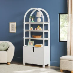 Zoey Modern Arched Wood Cabinet Storage Bookcase