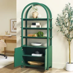 Zoey Modern Arched Wood Cabinet Storage Bookcase