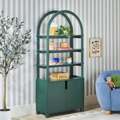 Zoey Modern Arched Wood Cabinet Storage Bookcase