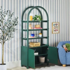 Zoey Modern Arched Wood Cabinet Storage Bookcase