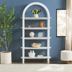 Zoey Modern Arched Wood Storage Bookcase